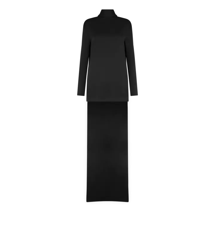 SHINY CREPE MOCK NECK COCKTAIL DRESS online